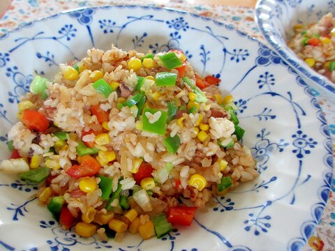 タコ飯とコーンの生姜マヨ炒飯